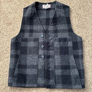 Filson Mackinaw Wool Men's  Vest Plaid Charcoal 38 vintage